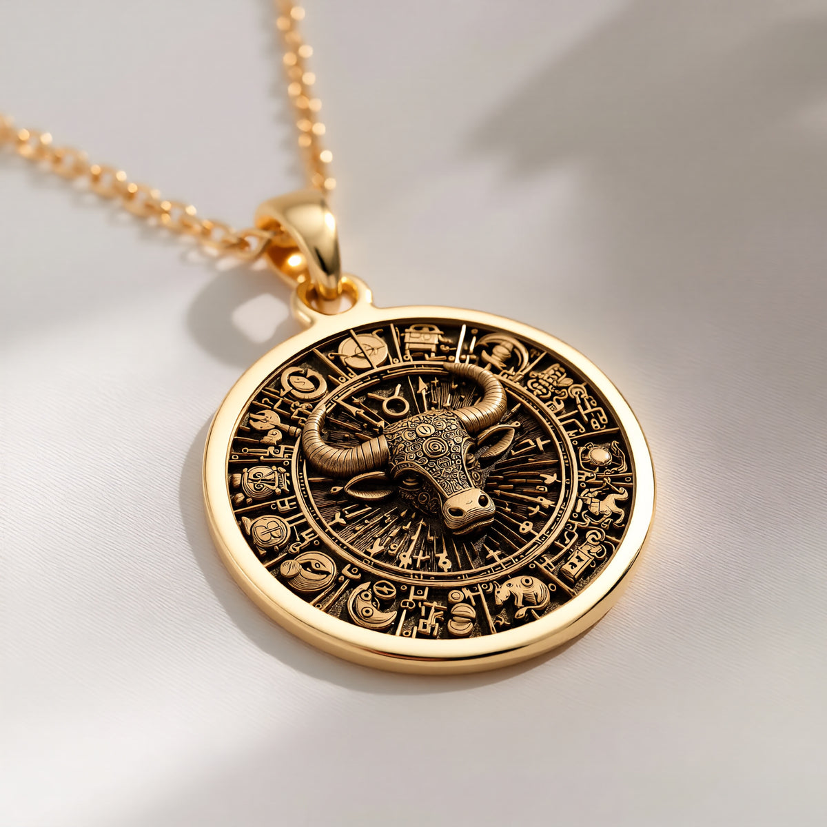 Taurus Bull Zodiac Necklace | 14K Solid Gold - Astrological Sign Birthdate Jewelry