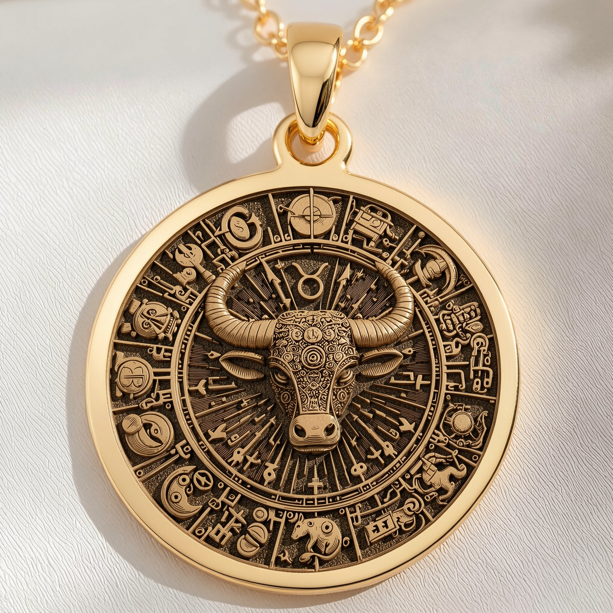 Taurus Bull Zodiac Necklace | 14K Solid Gold - Astrological Sign Birthdate Jewelry