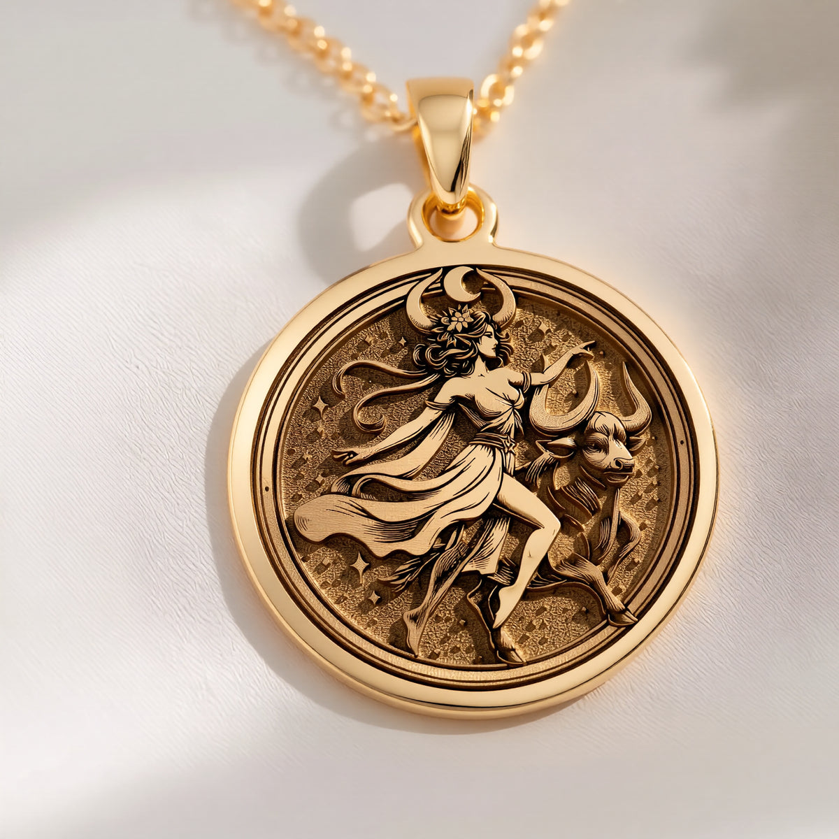 Taurus Zodiac Necklace: with taurus zodiac charm yellow gold bull astrology - View 214