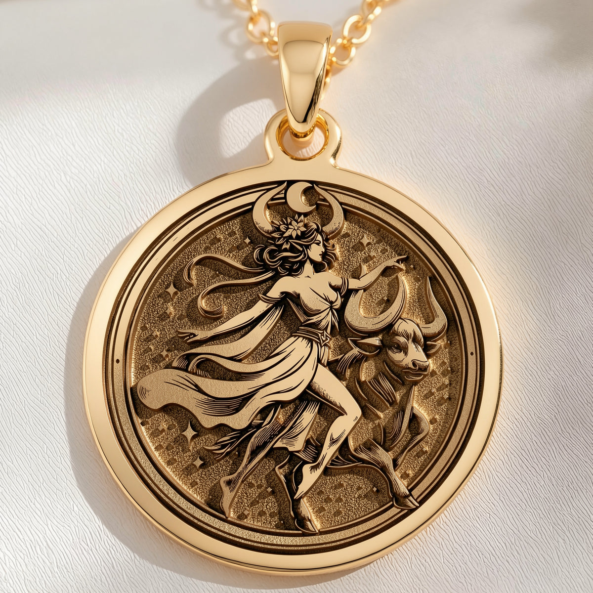 Taurus Zodiac Necklace: with taurus zodiac charm yellow gold bull astrology - View 153