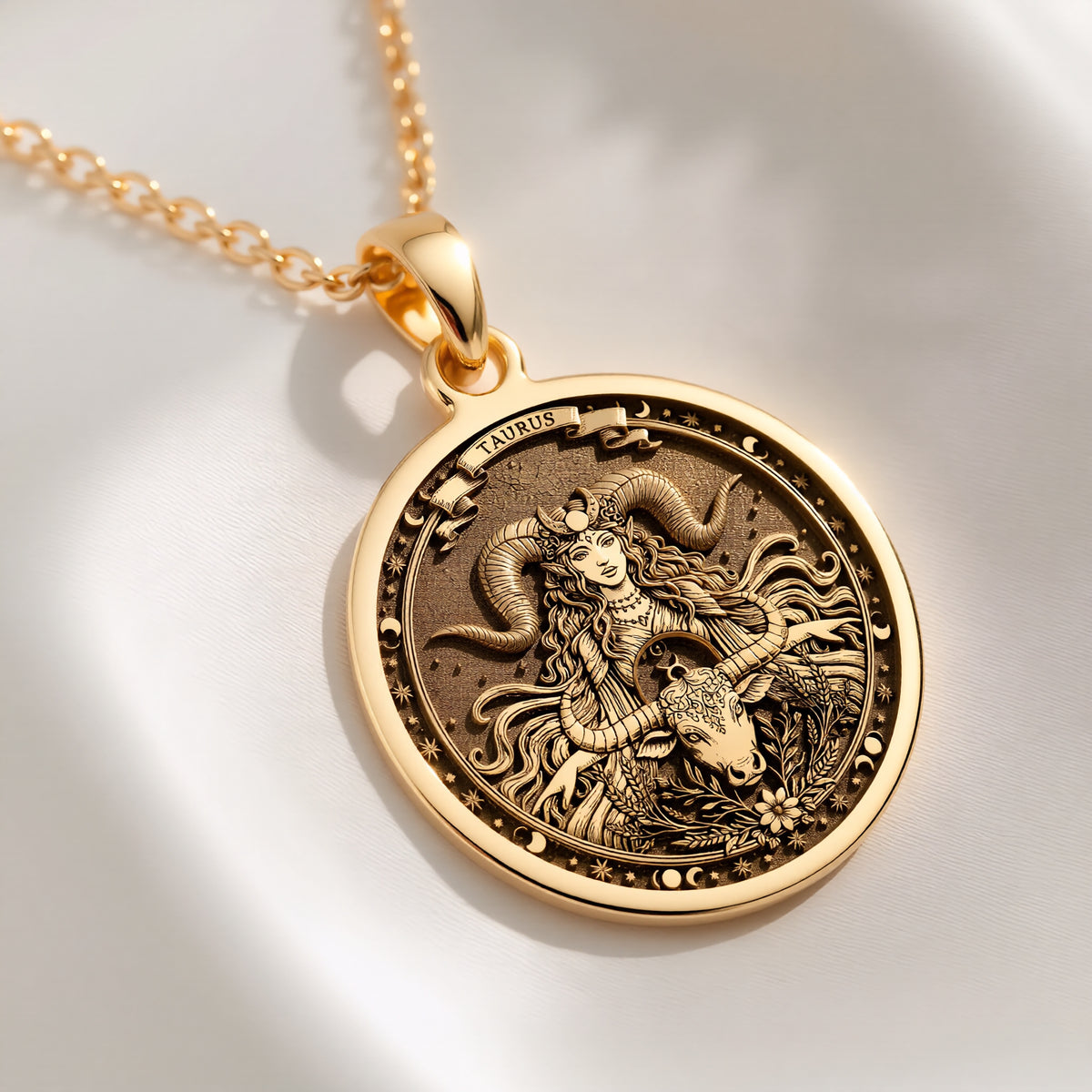 sterling silver necklace Taurus Bull Zodiac Medallion | & Options - Astrological Sign Birthdate zodiac - view 8