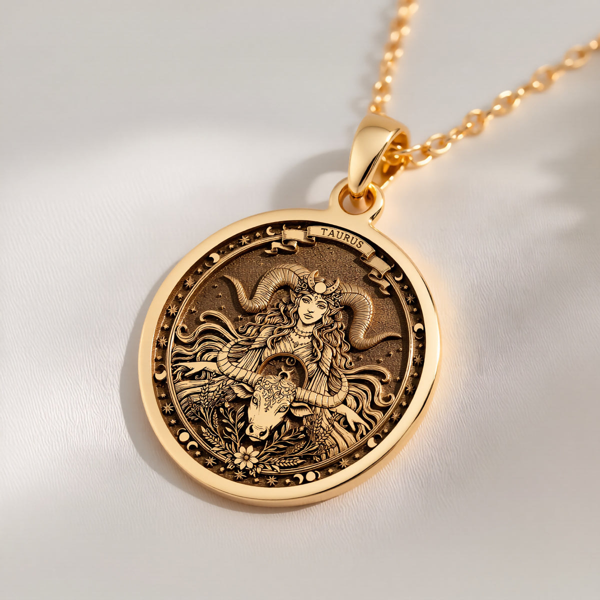 14K solid gold necklace Taurus Zodiac Astrological Sign | Birthdate Jewelry Horoscope Talisman zodiac - view 3