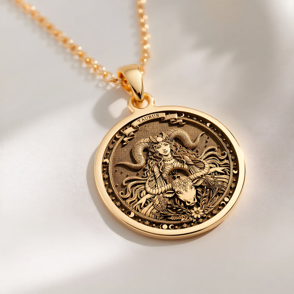 14K solid gold necklace Taurus Zodiac Astrological Sign | Birthdate Jewelry Horoscope Talisman zodiac - view 4