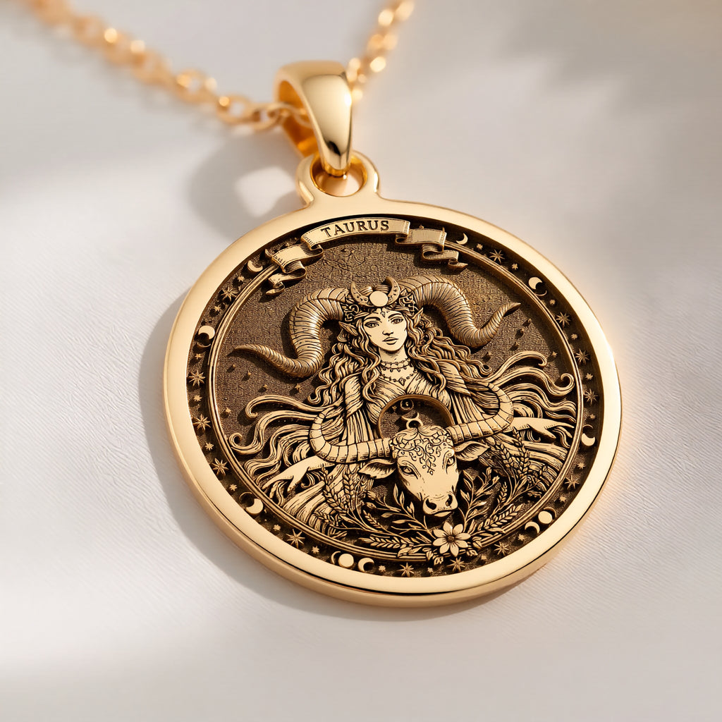 14K solid gold necklace Taurus Zodiac Astrological Sign | Birthdate Jewelry Horoscope Talisman zodiac - view 5