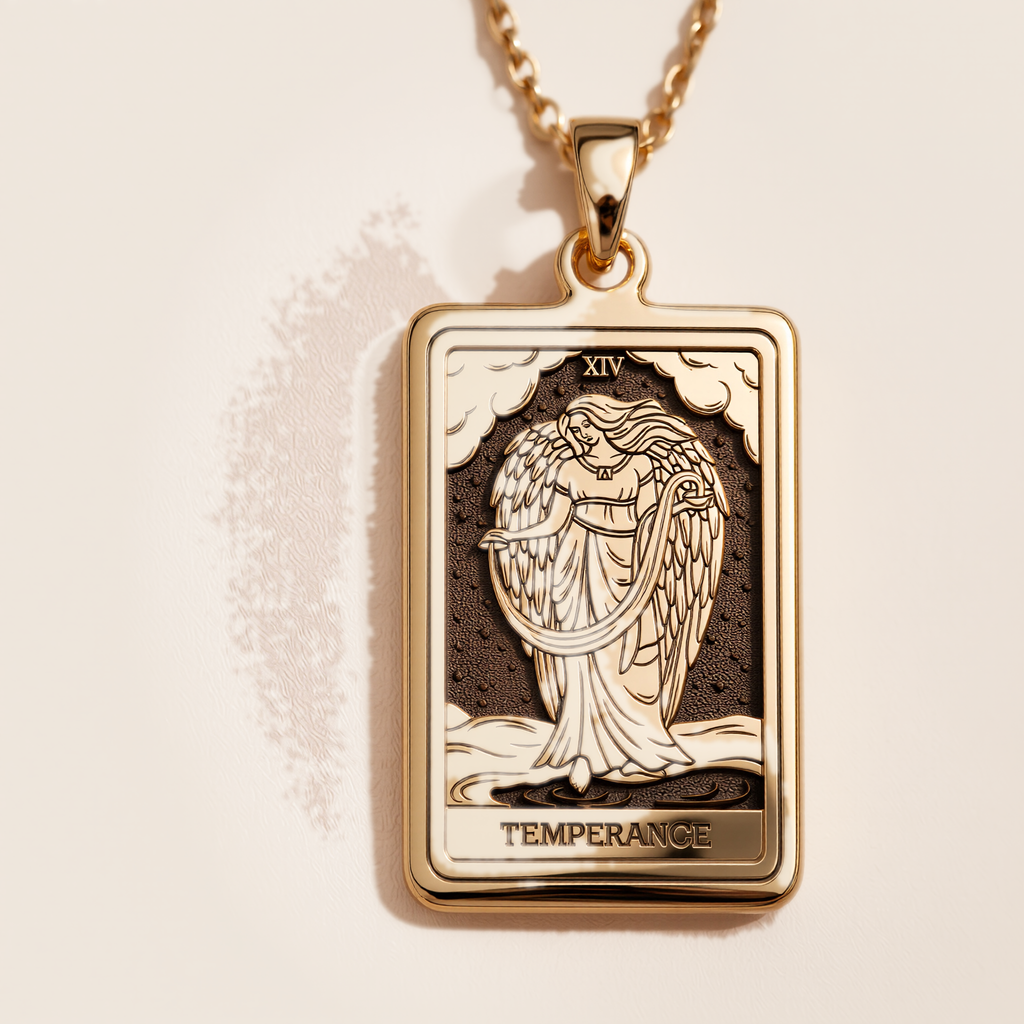Temperance Pendant: 14K Gold Pouring Water, Balance Alchemy Charm, Tarot Card Jewelry - View 158