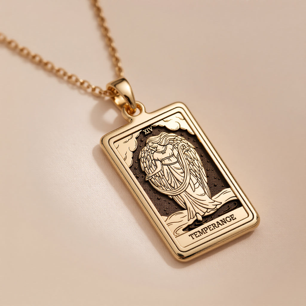 Temperance Pendant: 14K Gold Pouring Water, Balance Alchemy Charm, Tarot Card Jewelry - View 214