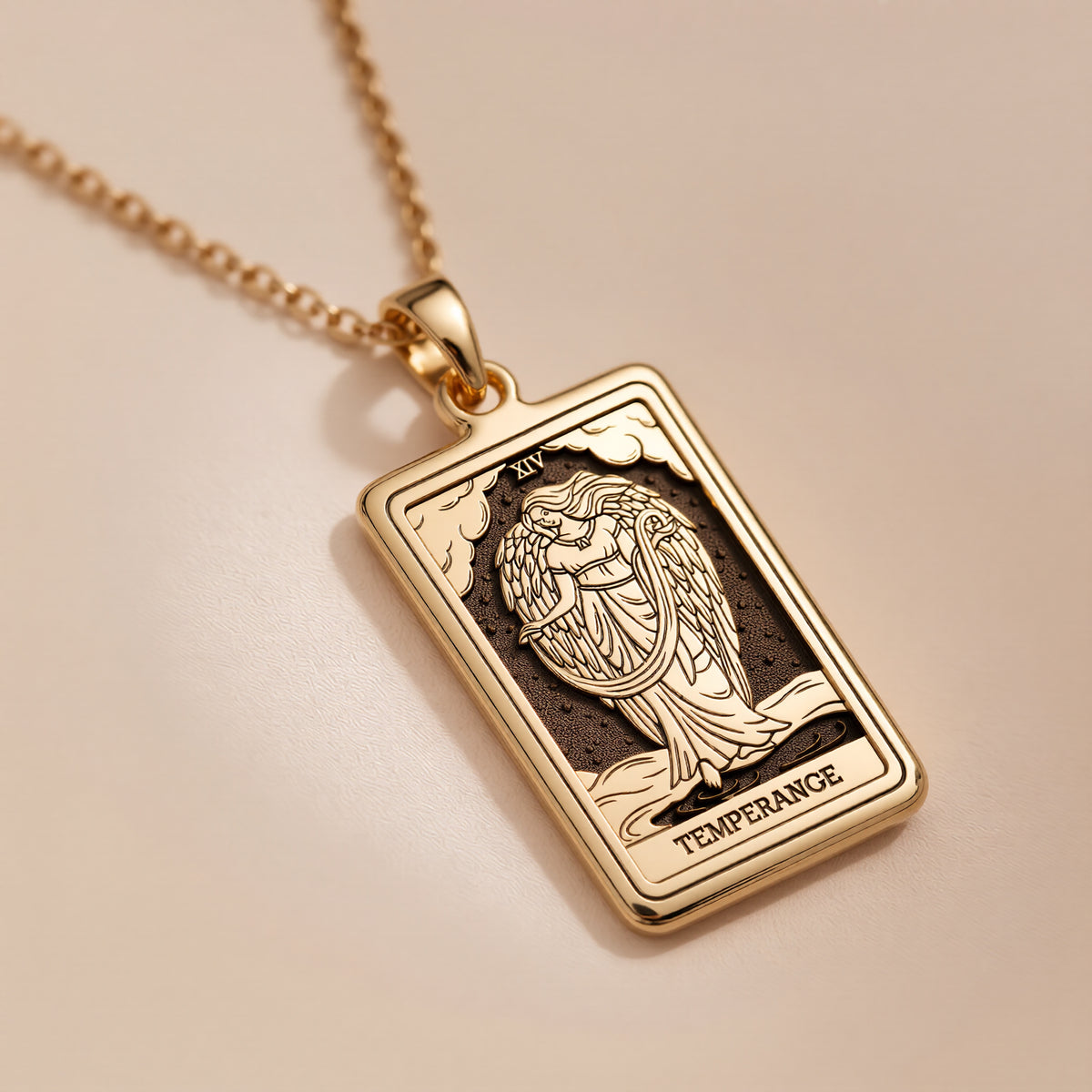 Temperance Pendant: 14K Gold Pouring Water, Balance Alchemy Charm, Tarot Card Jewelry - View 214