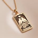 Lovers Tarot Lovebird Charm Necklace | 14K Solid Gold - Romantic Anniversary Soulmate Gift