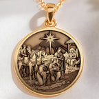 Three Wise Men Nativity Pendant | 14K Solid Gold - Christian Symbolism Gift