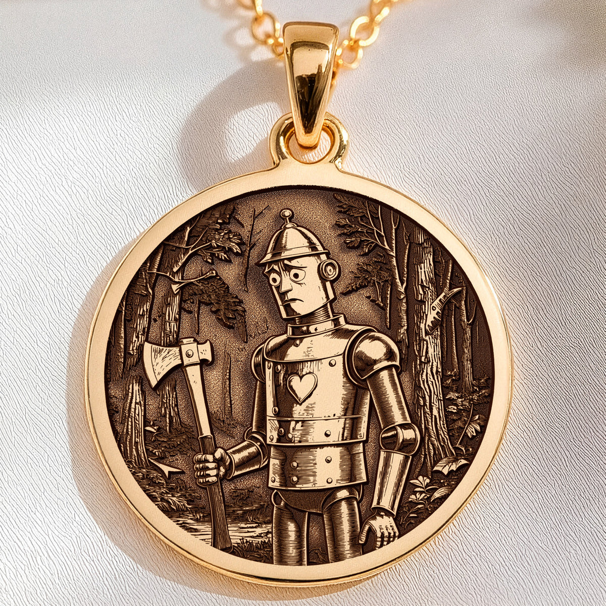 sterling silver necklace Tin Man Woodsman Storybook | & Options - Classic Fairytale Gift - view 7