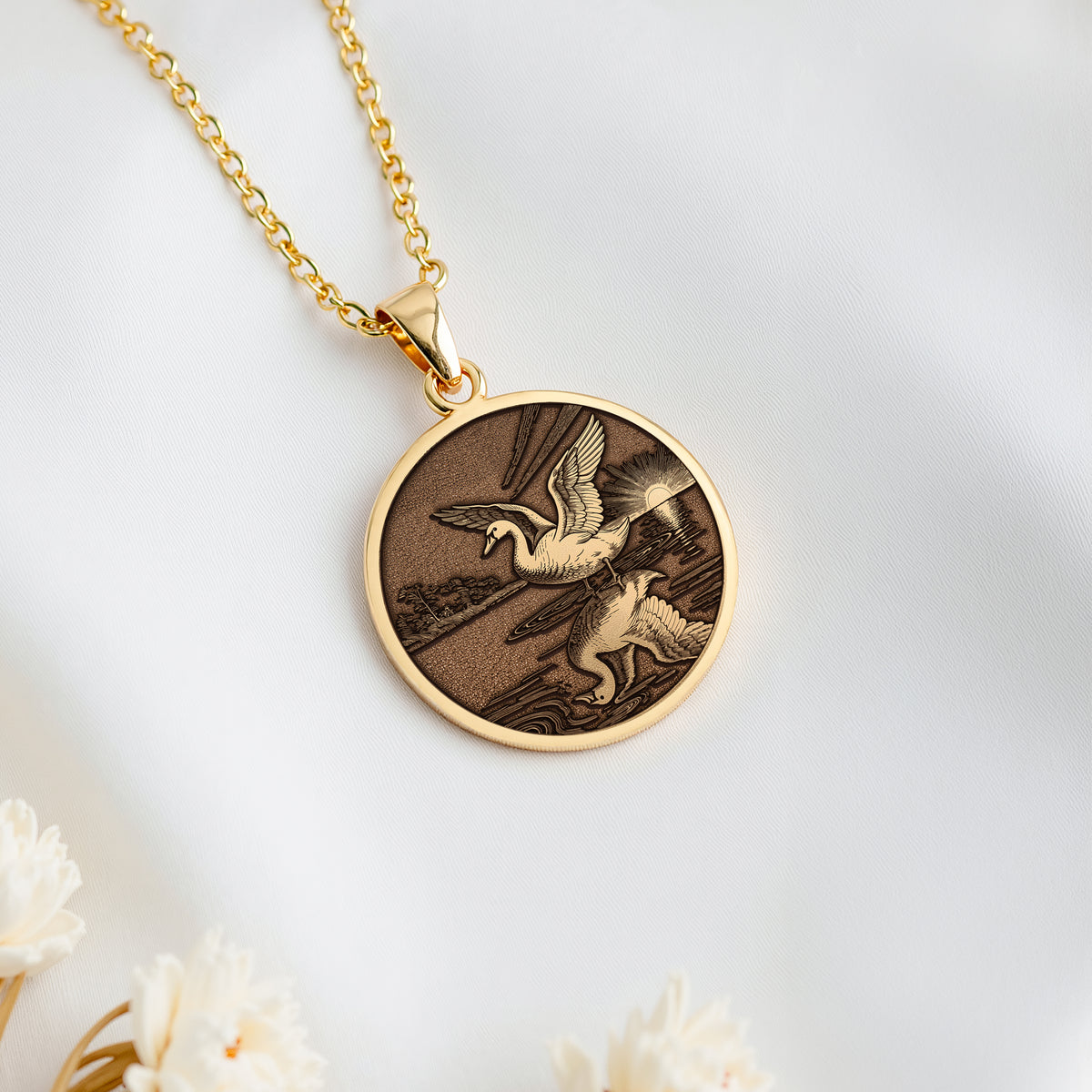 sterling silver necklace Ugly Duckling Swan Transformation Coin | & Options - Rebirth Spirit Animal - view 8