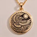 Rose Gold Plated Thunderbird Necklace with a tribal totem design. Represents protection, mysticism, and strength. Handmade jewelry, a spiritual amulet perfect for meaningful gifts and everyday elegance.