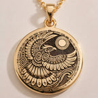 Rose Gold Plated Thunderbird Necklace with a tribal totem design. Represents protection, mysticism, and strength. Handmade jewelry, a spiritual amulet perfect for meaningful gifts and everyday elegance.