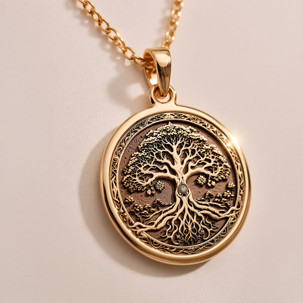 Yggdrasil Tree of Life Pendant - 14K Solid Gold