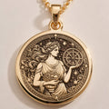 Tyche Goddess Fortune Coin Medallion - 14K Solid Gold