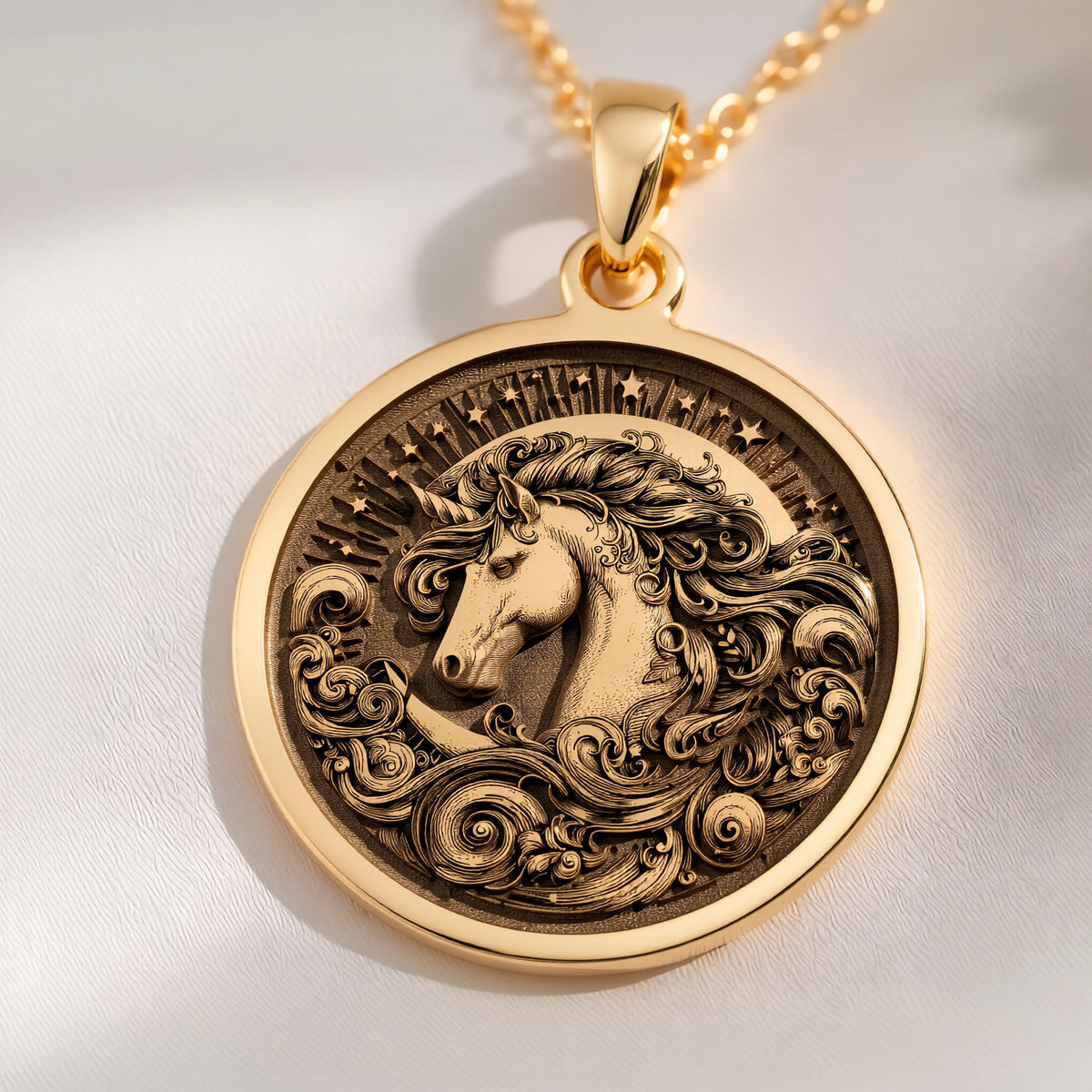 Unicorn Necklace: with unicorn jewelry yellow gold unicorn charm talisman amulet - View 214