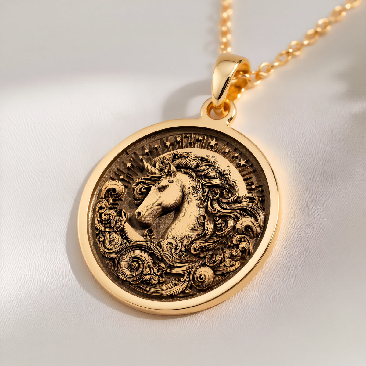 Unicorn Necklace: with unicorn jewelry yellow gold unicorn charm talisman amulet - View 214