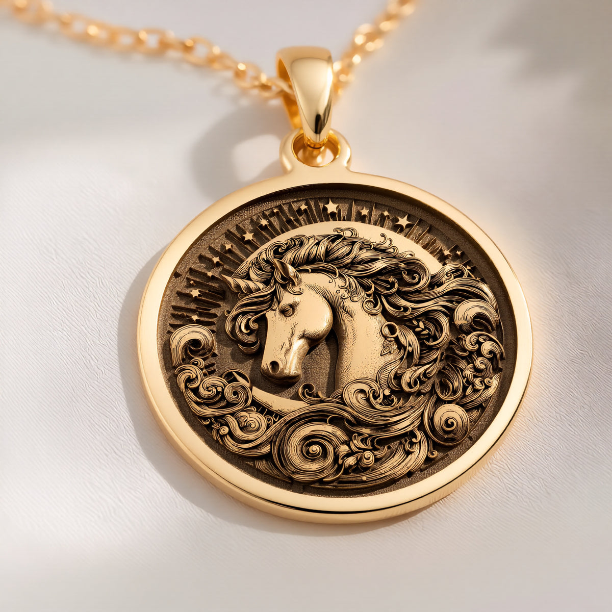 Unicorn Necklace: with unicorn jewelry yellow gold unicorn charm talisman amulet - View 214