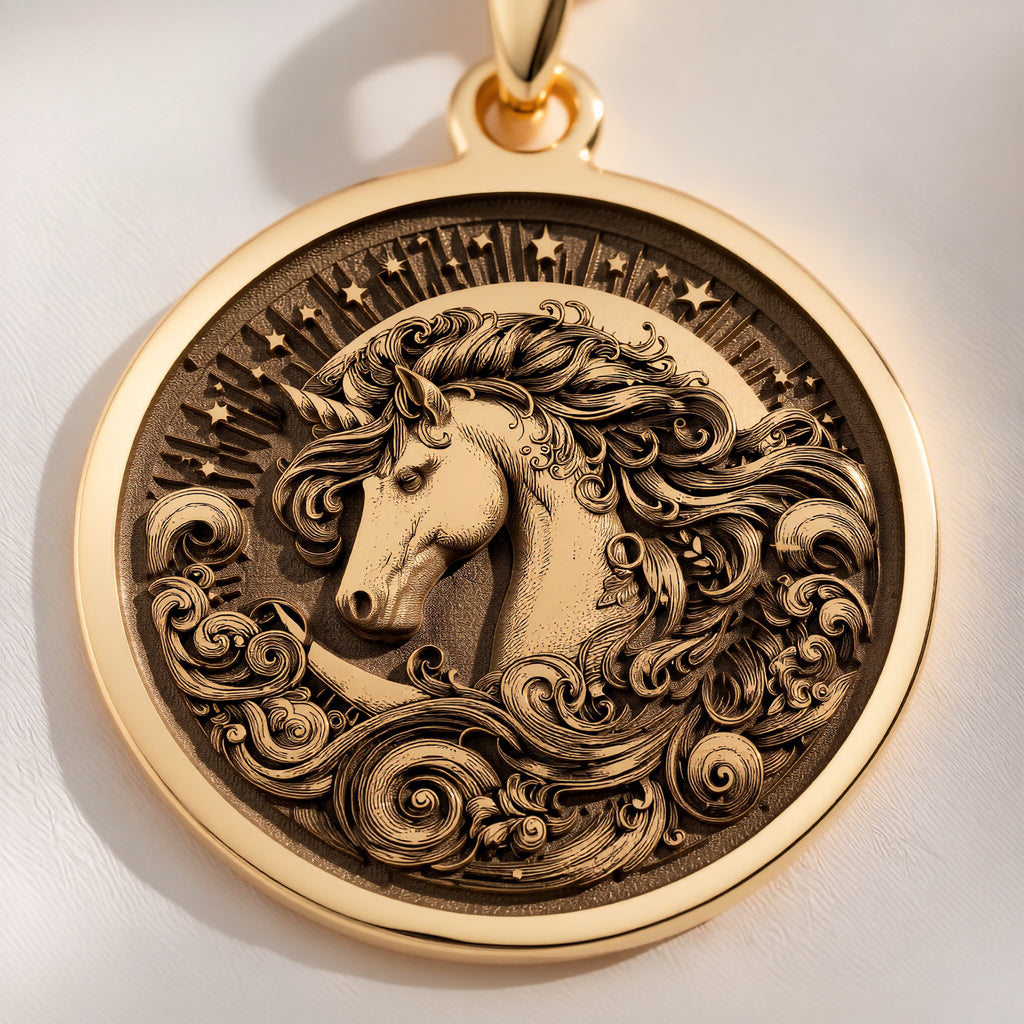 Unicorn Necklace: with unicorn jewelry yellow gold unicorn charm talisman amulet - View 48