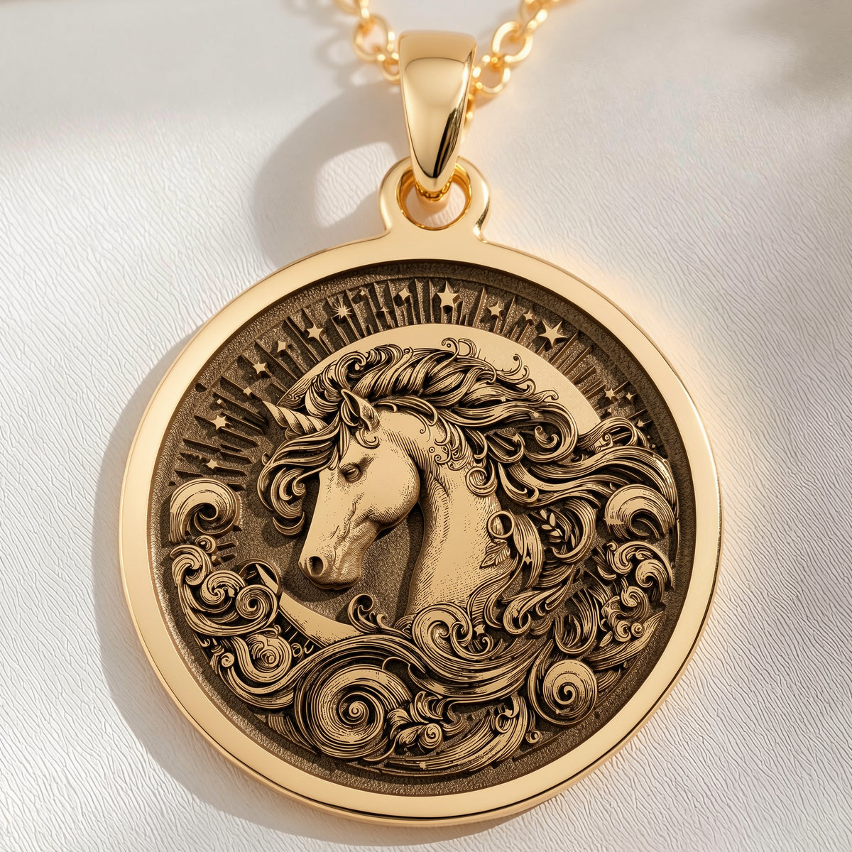 Unicorn Necklace: with unicorn jewelry yellow gold unicorn charm talisman amulet - View 48
