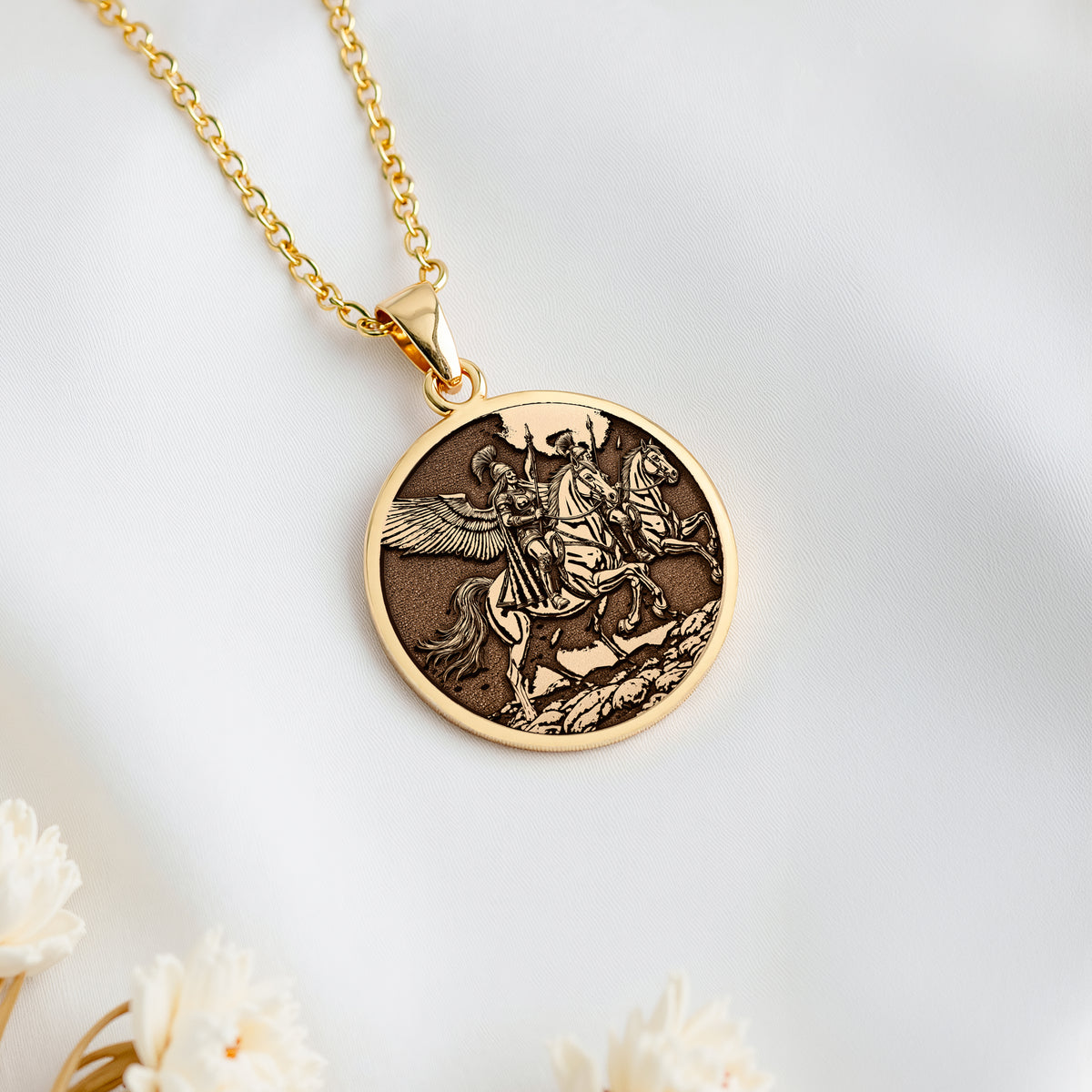 Valkyrie Norse Warrior Maiden Pendant | 14K Solid Gold - Ancient Mythology Protection Talisman