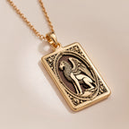 Venice Lion Tarot Pendant | 14K Solid Gold - Astrological Sign Spiritual Protection