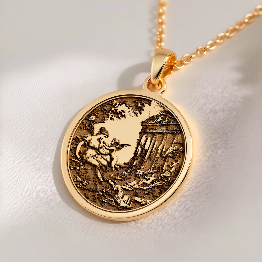 Venus and Cupid Mythological Love Pendant | Silver & Plated Options - Endless Love Spiritual Protection