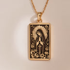 Virgin Mary Blessed Mother Charm Necklace | 14K Solid Gold - Spiritual Protection Catholic Faith