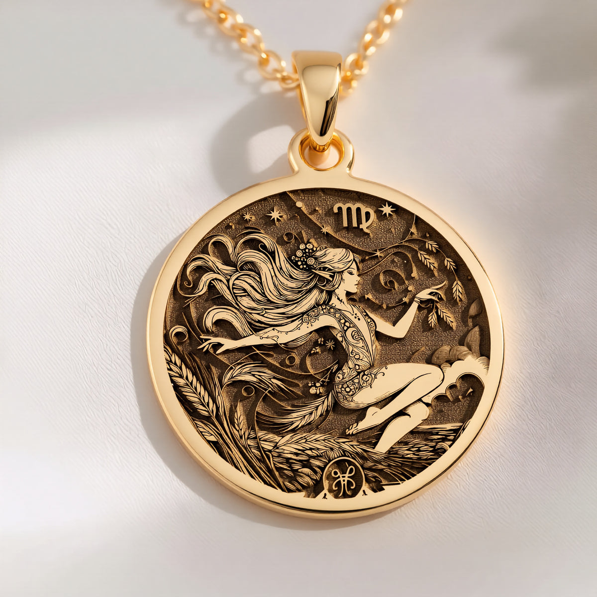 Virgo Necklace: with virgo pendant yellow gold virgo pendant astrology talisman - View 214