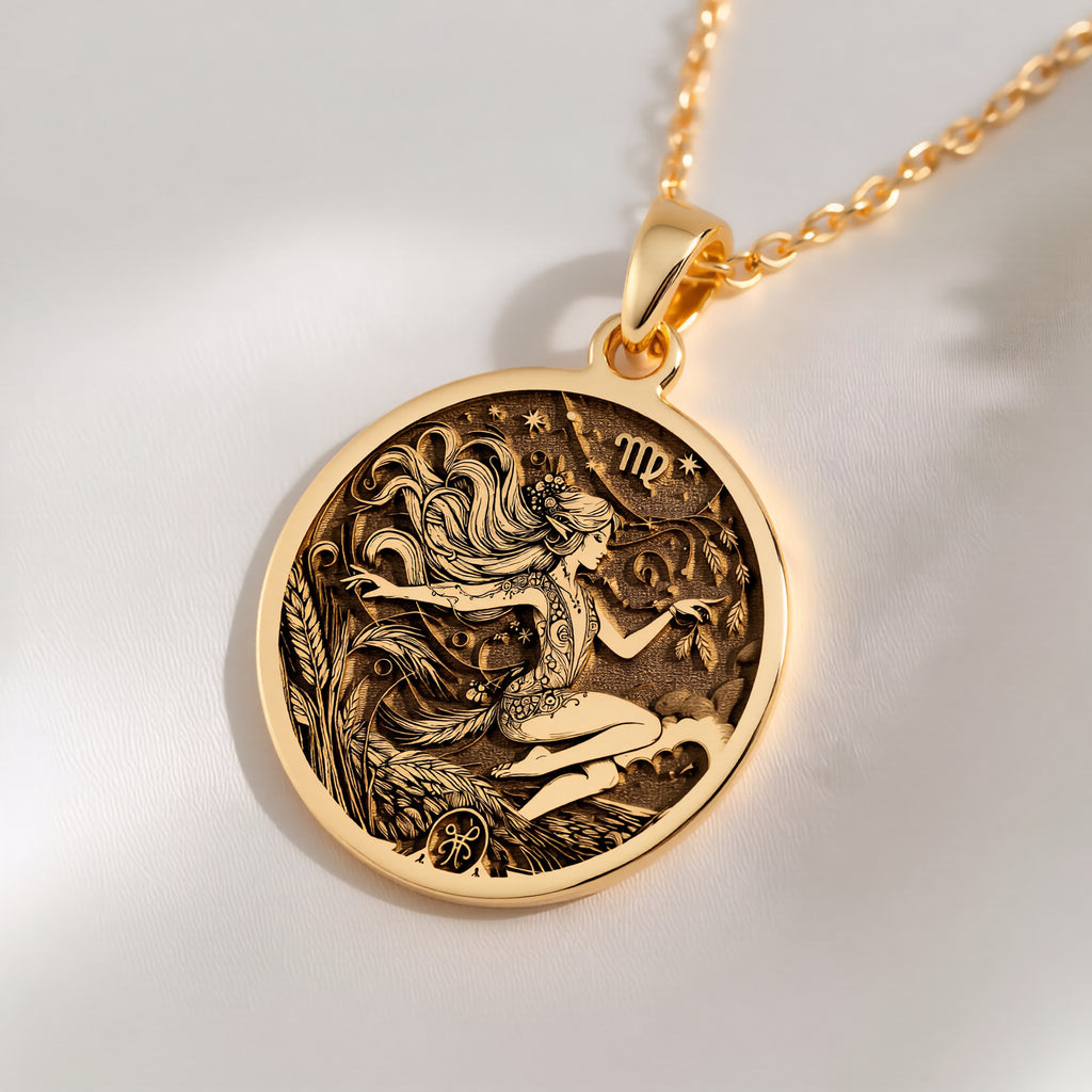 Virgo Maiden Zodiac Necklace | Silver & Plated Options - Astrological Sign Birthdate Jewelry