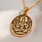 Lord Vishnu Necklace: Real Gold Conch & Disc, Preserver Amulet, Hindu Jewelry - View 214