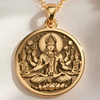 Lord Vishnu Necklace: Real Gold Conch & Disc, Preserver Amulet, Hindu Jewelry - View 214