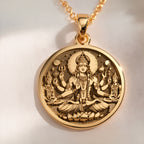 Lord Vishnu Necklace: Real Gold Conch & Disc, Preserver Amulet, Hindu Jewelry - View 153