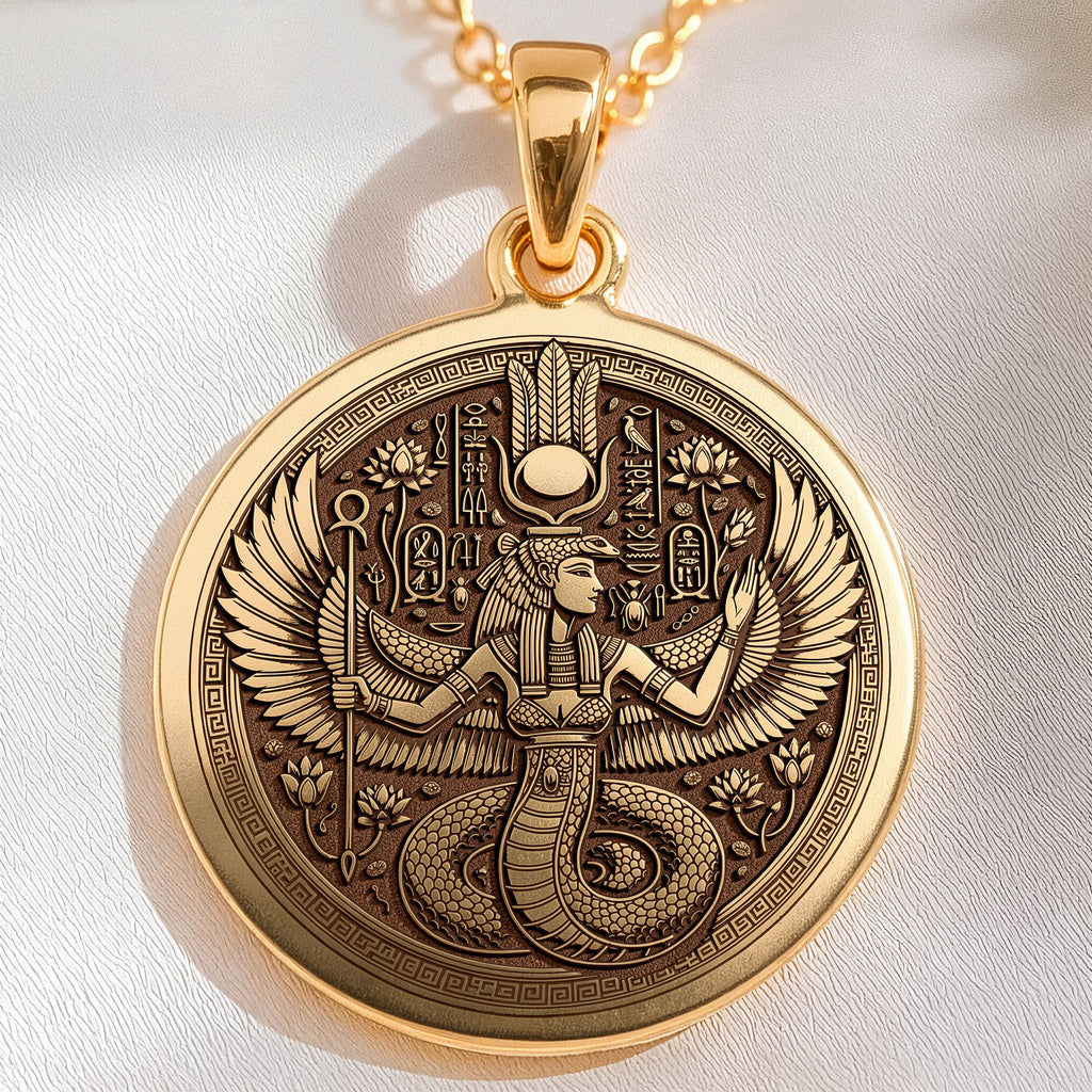 Wadjet Cobra Goddess Pendant | 14K Solid Gold - Ancient Mythology Protection Talisman