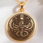 Wadjet Cobra Goddess Pendant | 14K Solid Gold - Ancient Mythology Protection Talisman