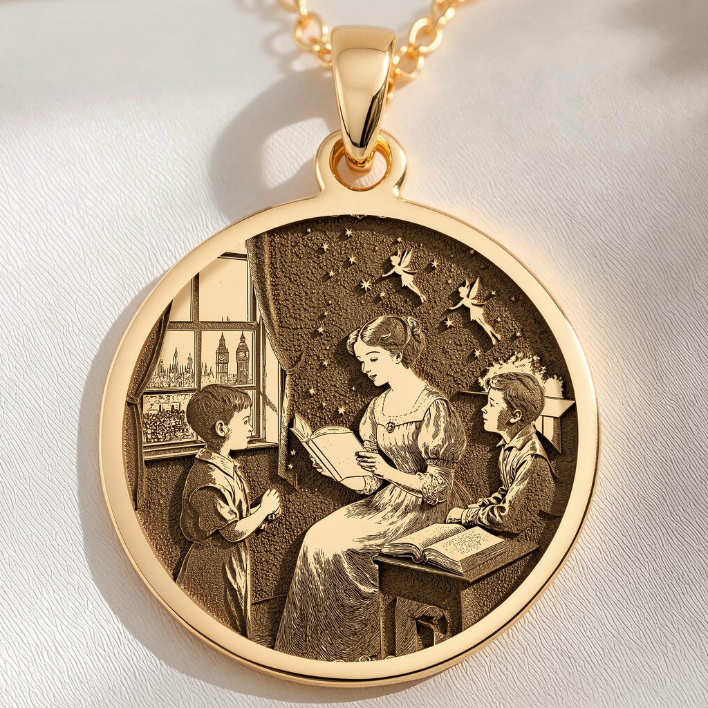Wendy Darling Story Pendant Necklace | 14K Solid Gold - Nostalgia Childhood Memory Gift