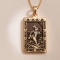 14K solid gold White Rabbit Wonderland charm necklace. Literary fantasy jewelry gift, dainty gold pendant.