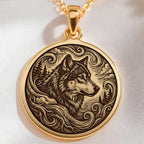 Wolf Spirit Animal Pendant | 14K Solid Gold - Fierce Totem Wild Nature