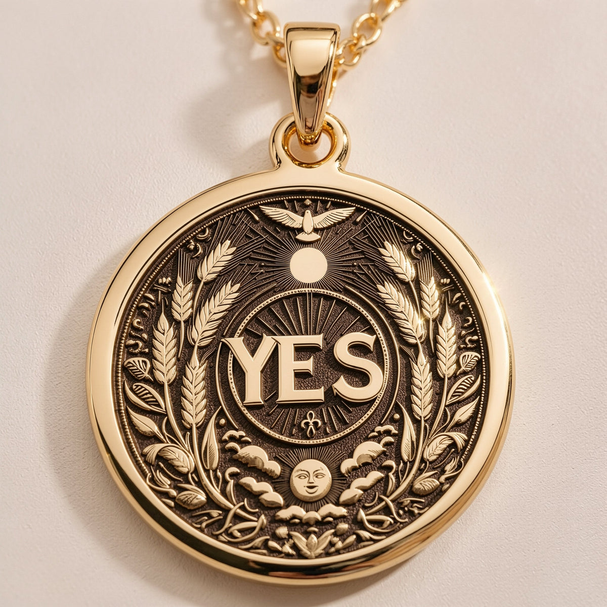 Yes Medallion Pendant Necklaces size chart with pendant dimensions and chain length options