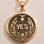 Yes Medallion Pendant Necklaces size chart with pendant dimensions and chain length options
