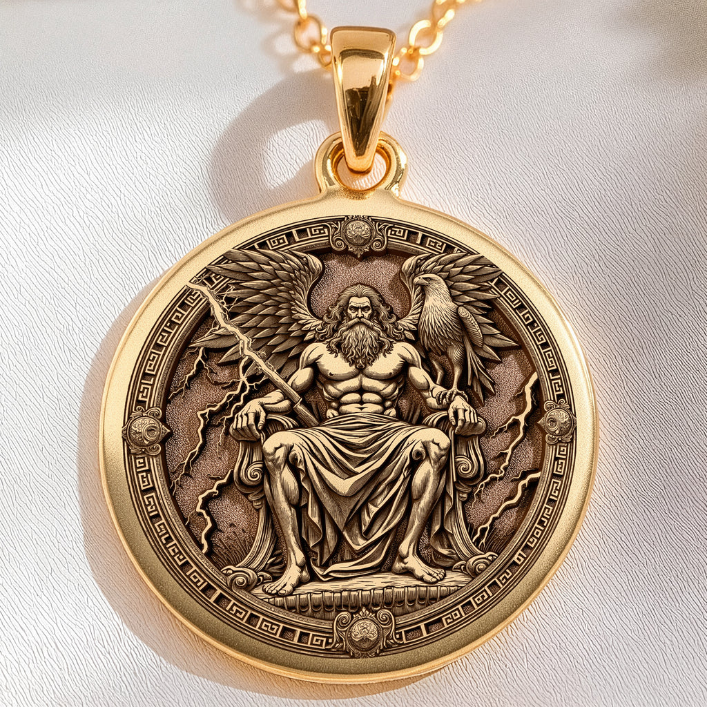 Zeus Greek God Medallion Necklace | Silver & Plated Options - Ancient Mythology Protection Talisman