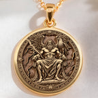 Zeus Greek God Medallion Necklace | 14K Solid Gold - Ancient Mythology Protection Talisman