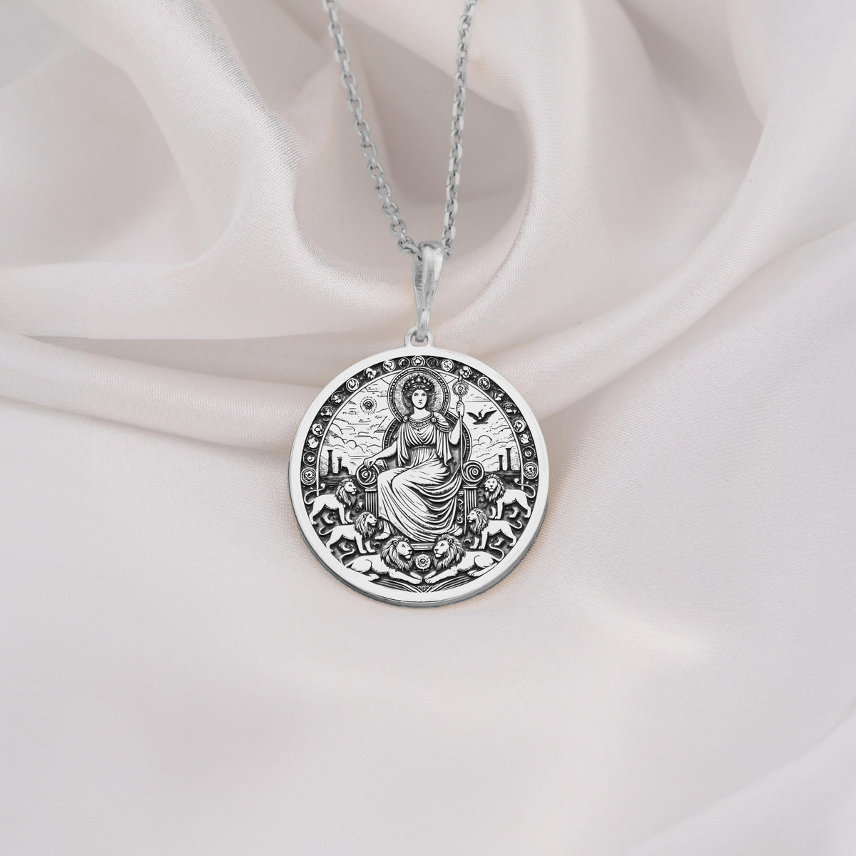 925 Sterling Silver Rhea Necklace with a Greek mythology theme, representing motherhood and fertility. A timeless piece for everyday elegance or special occasions.
