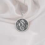 925 sterling silver seahorse necklace with intricate details, a unique nautical pendant for nature lovers, perfect for everyday wear or special occasions.