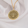 Tree of life round gold pendant necklace, yggdrasil gold necklace