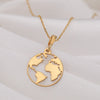 14K Solid Gold World Map Necklace, Silver Globetrotter Necklace, Earth Necklace, World Jewelry, Gold Enamel World Medallion, Dainty World