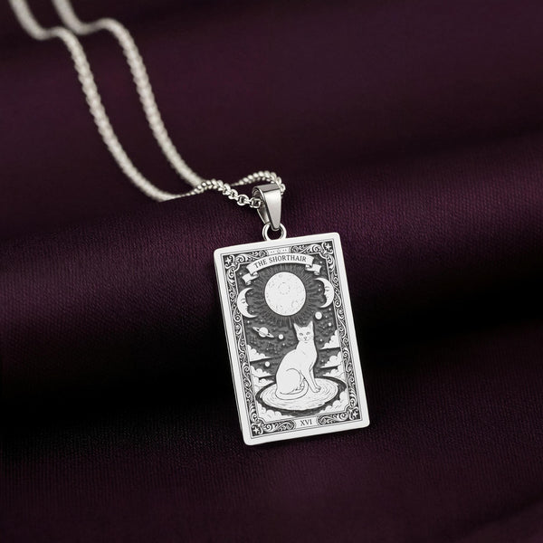 A striking 925 sterling silver Shorthair Cat charm. The art shows the serene cat, a meaningful piece of witchy jewelry for her.