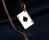 Rose gold plated Ace of Spades rectangle playing card necklace, minimalist charm, resilience symbol, delicate layering, lightweight for everyday wear, unique boho gift, handcrafted with elegance, timeless and versatile.