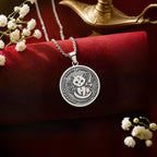 A striking 925 sterling silver Scorpio charm. The art shows a celestial cat surrounded by botanicals, a meaningful piece of minimalist jewelry for a cat lover.
