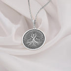 925 Sterling Silver Tree of Life pendant necklace, designed with a celestial Mother Earth motif. A perfect silver sacred feminine charm, symbolizing renewal, fertility, and strength.